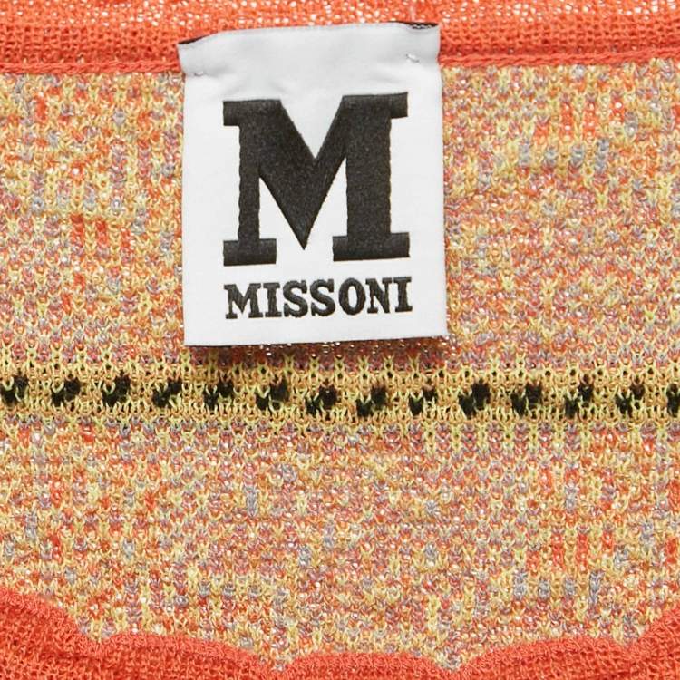 Pre Owned M Missoni Multicolor Patterned Knit Long Sleeve Top L