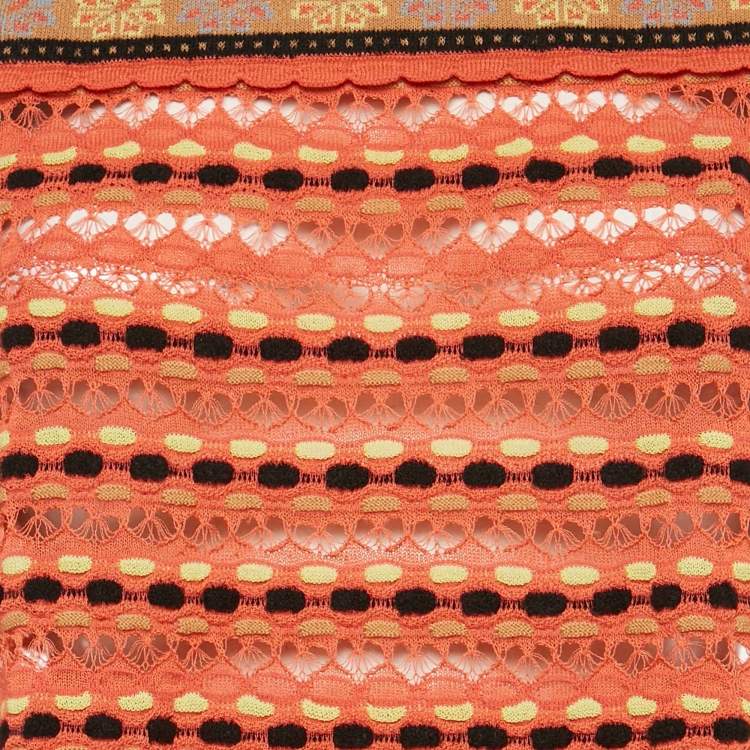 Pre Owned M Missoni Multicolor Patterned Knit Long Sleeve Top L