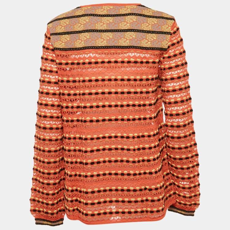 Pre Owned M Missoni Multicolor Patterned Knit Long Sleeve Top L