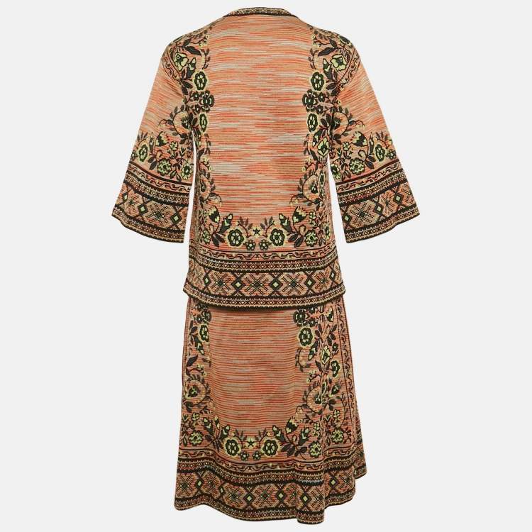 Pre Owned M Missoni Multicolor Patterned Knit Skirt and Top Set M/L