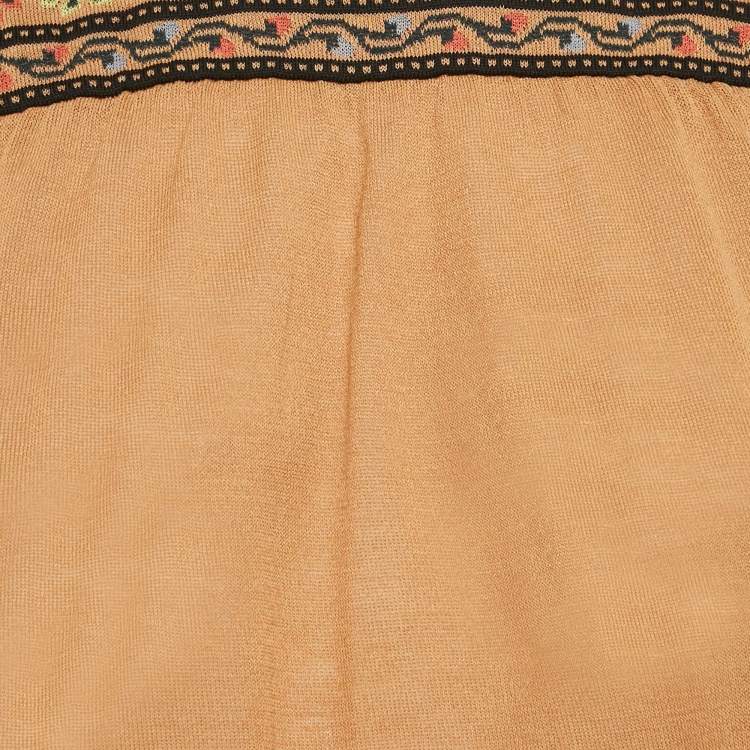 Pre Owned M Missoni Brown Wool Blend Patterned Knit Top L