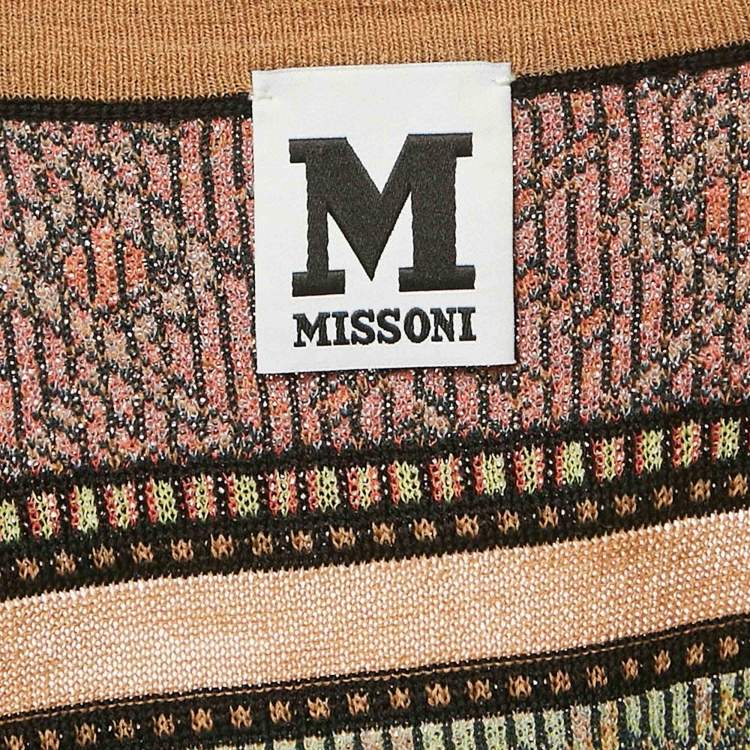 Pre Owned M Missoni Multicolor/Brown Wool Blend Full Sleeve Cardigan L