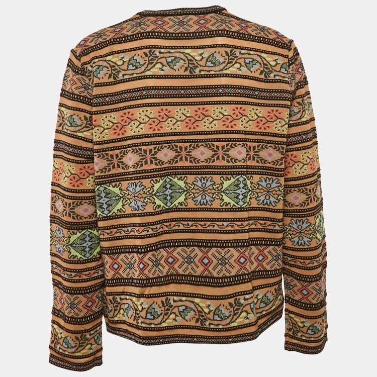Pre Owned M Missoni Multicolor/Brown Wool Blend Full Sleeve Cardigan L