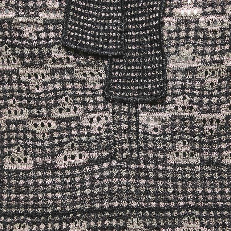 مملوكة مسبقًا M Missoni Multicolor Pinhole Patterned Lurex Knit Tie-Up Neck Maxi Dress S