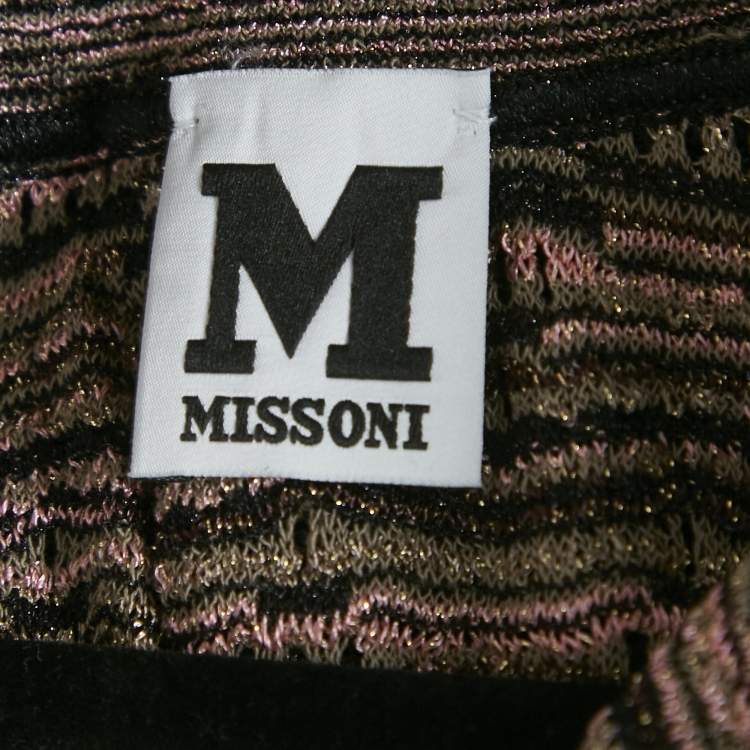 مملوكة مسبقًا M Missoni Multicolor Pinhole Patterned Lurex Knit Tie-Up Neck Maxi Dress S