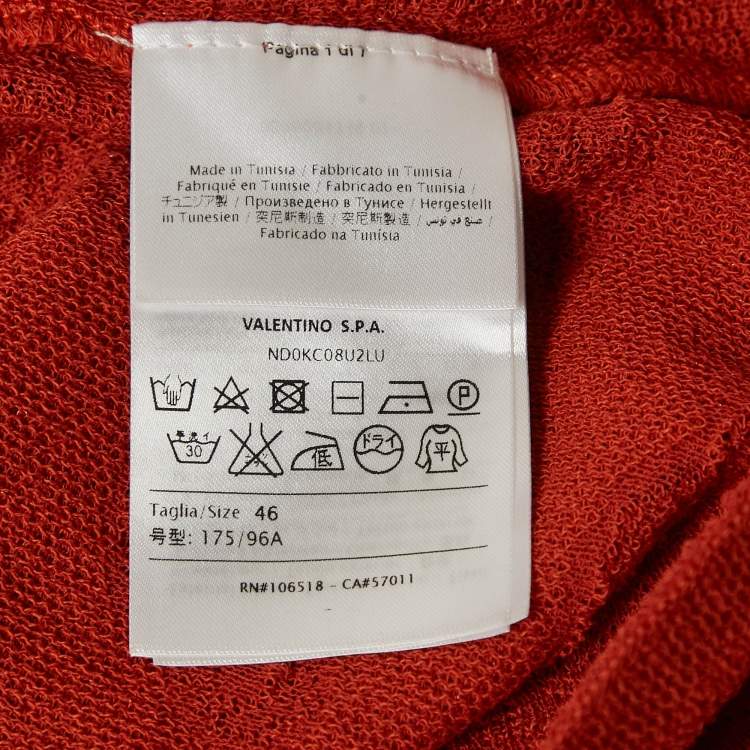 Pre Owned M Missoni Burnt Orange Floral Knit Long Sleeve Top L