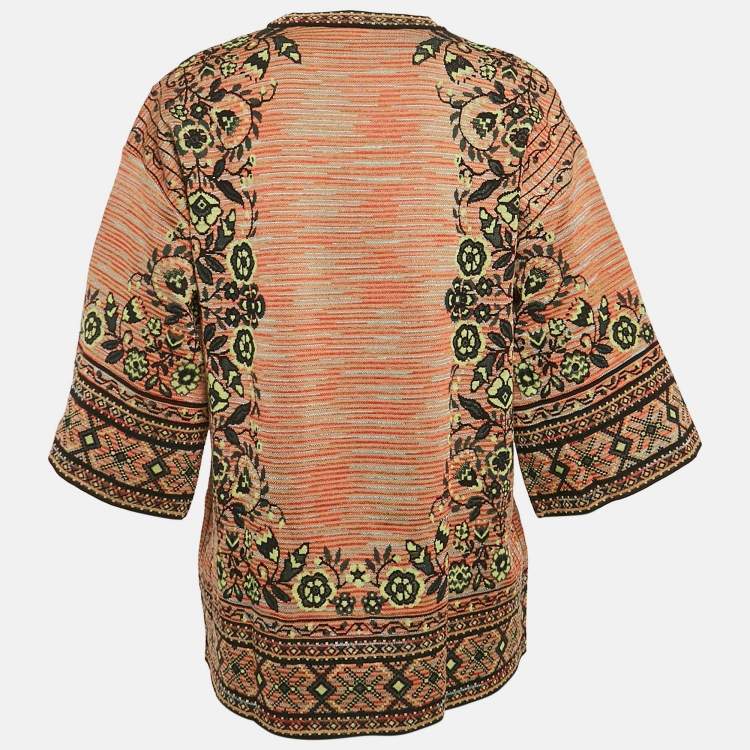 Pre Owned M Missoni Multicolor Patterned Knit Wool Blend Top L