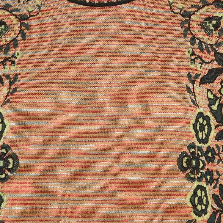 Pre Owned M Missoni Multicolor Patterned Knit Wool Blend Top L