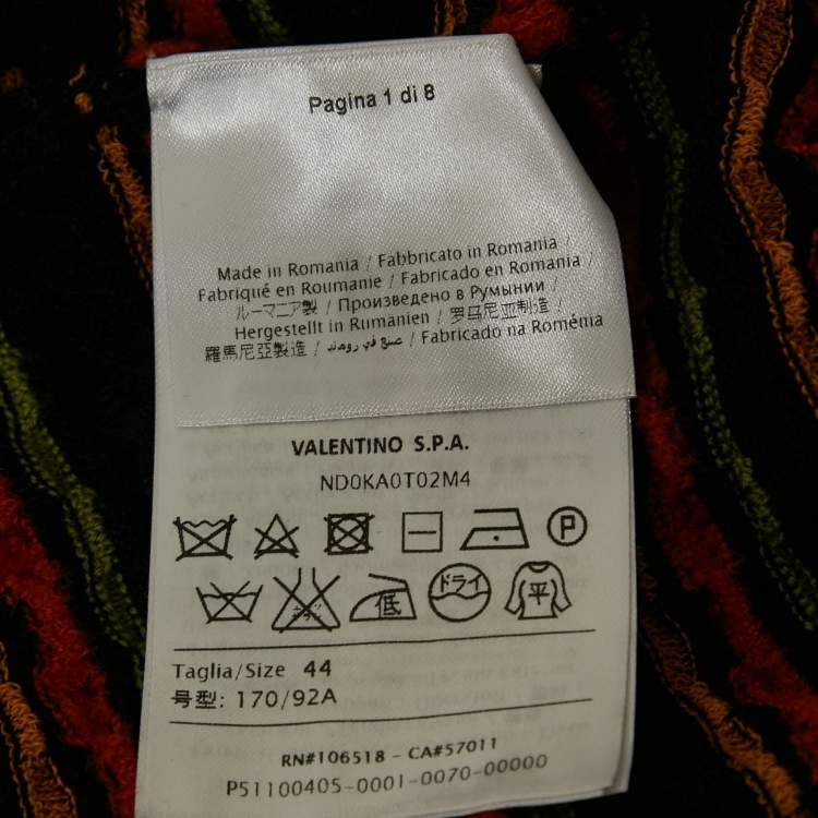 Pre Owned M Missoni Black/Orange Eyelet Patterned Knit Cardigan M