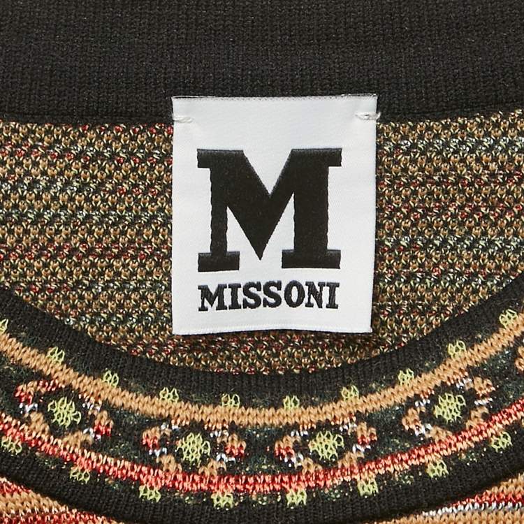 Pre Owned M Missoni Multicolor Patterned Knit Top and Midi Skirt Set S/L