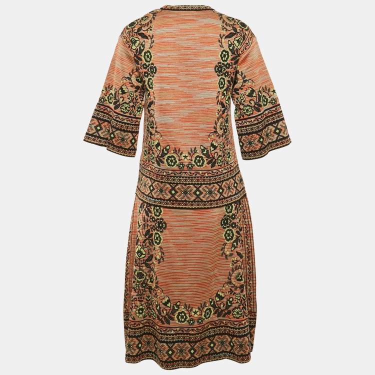 Pre Owned M Missoni Multicolor Patterned Knit Top and Midi Skirt Set S/L