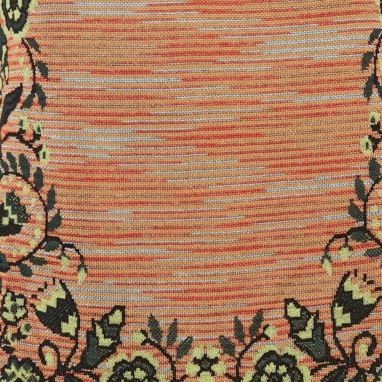 Pre Owned M Missoni Multicolor Patterned Knit Top and Midi Skirt Set S/L