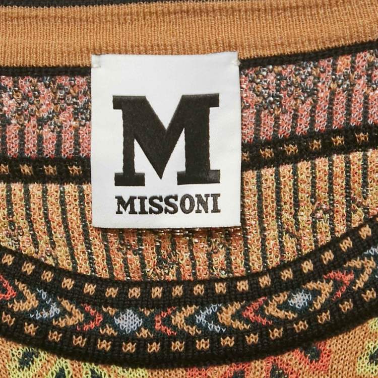 Pre Owned M Missoni Brown Wool Blend Patterned Knit Top M