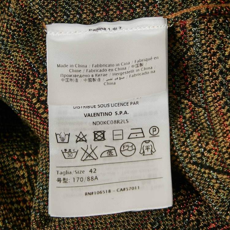 Pre Owned M Missoni Multicolor Wool Blend Patterned Knit Top and Midi Skirt Set M/S