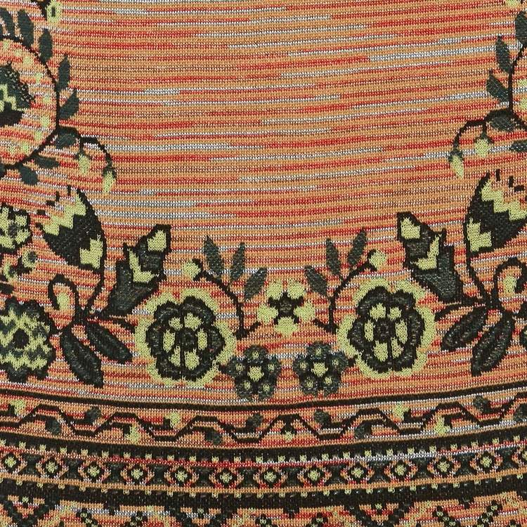 Pre Owned M Missoni Multicolor Wool Blend Patterned Knit Top and Midi Skirt Set M/S