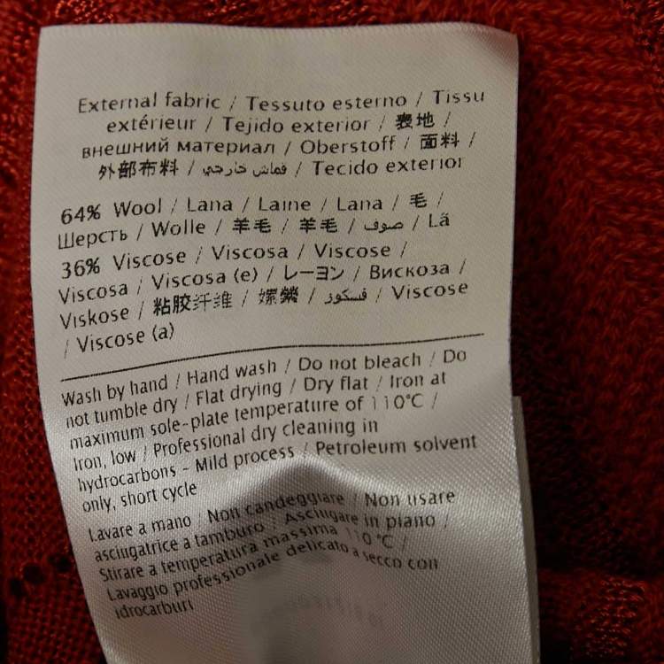 Pre Owned M Missoni Burnt Orange Patterned Knit Long Sleeve Top S