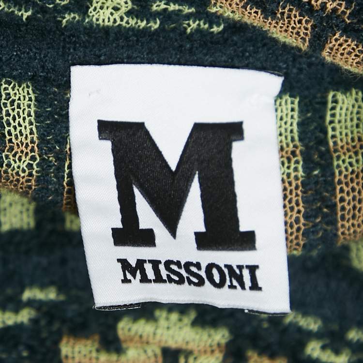 Pre Owned M Missoni Green Patterned Knit Maxi Dress S