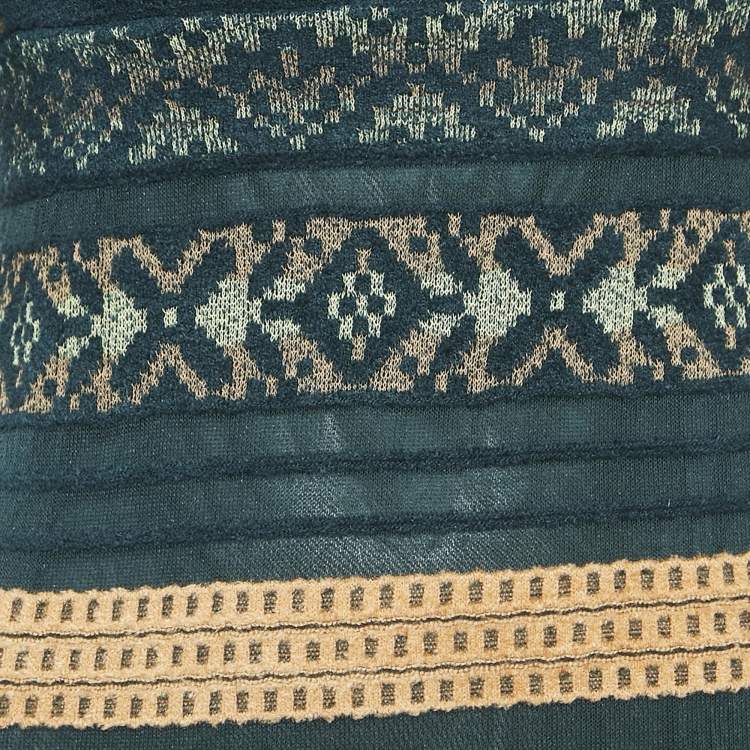Pre Owned M Missoni Green Patterned Knit Maxi Dress S