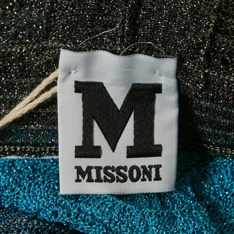 مملوكة مسبقًا M Missoni Blue Wave Pattern Lurex Knit Sleeveless Long Dress M