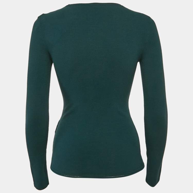 Pre Owned M Missoni Green Jersey Long Sleeve Top S