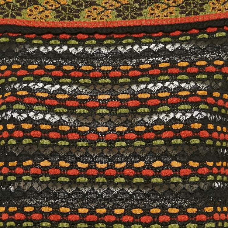 Pre Owned M Missoni Multicolor Patterned Wool Blend Long Sleeve Knit Top S