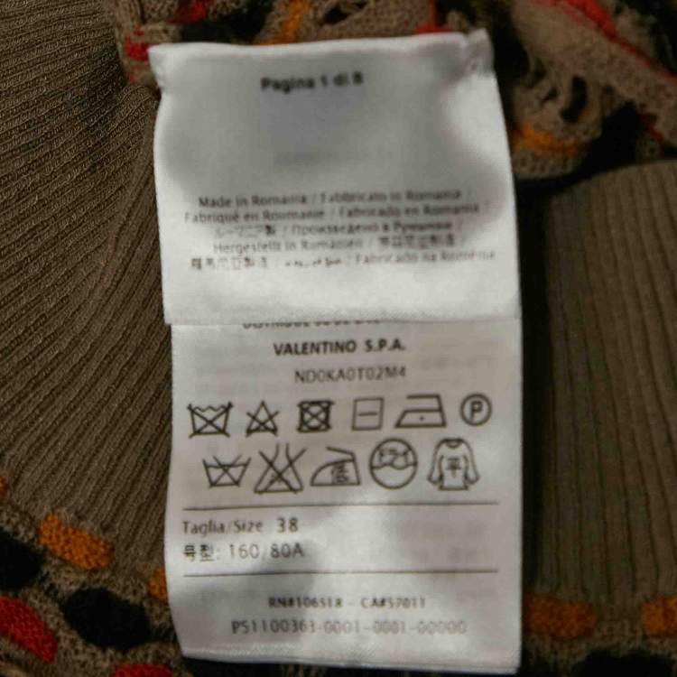 Pre Owned M Missoni Multicolor Patterned Knit Button Front Cardigan S