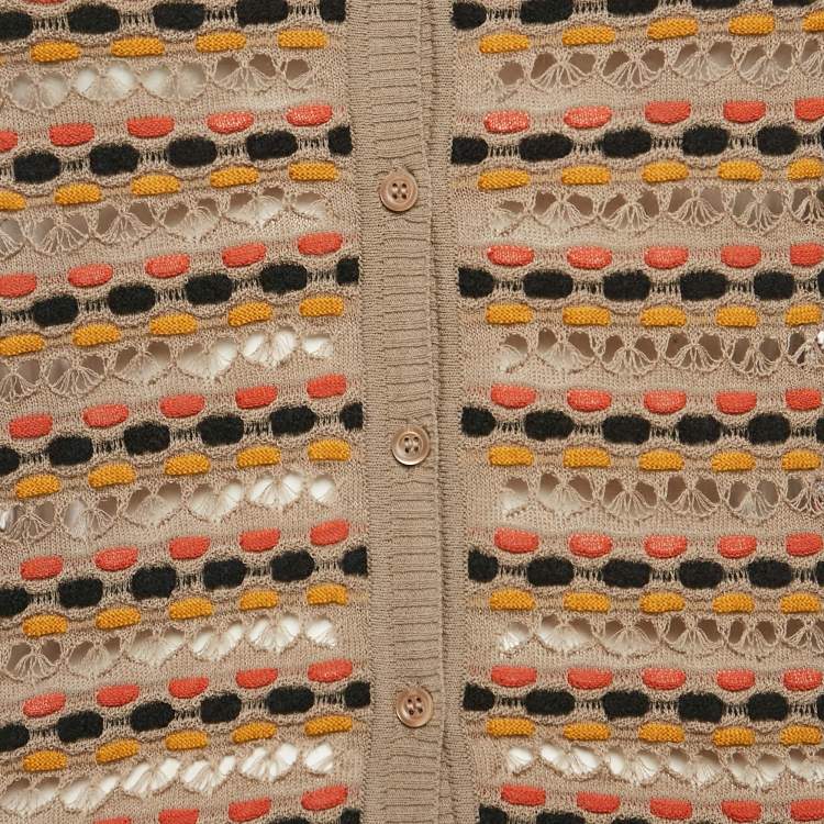 Pre Owned M Missoni Multicolor Patterned Knit Button Front Cardigan S