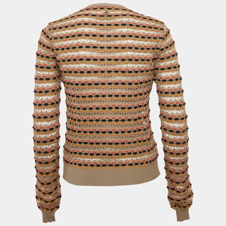 Pre Owned M Missoni Multicolor Patterned Knit Button Front Cardigan M
