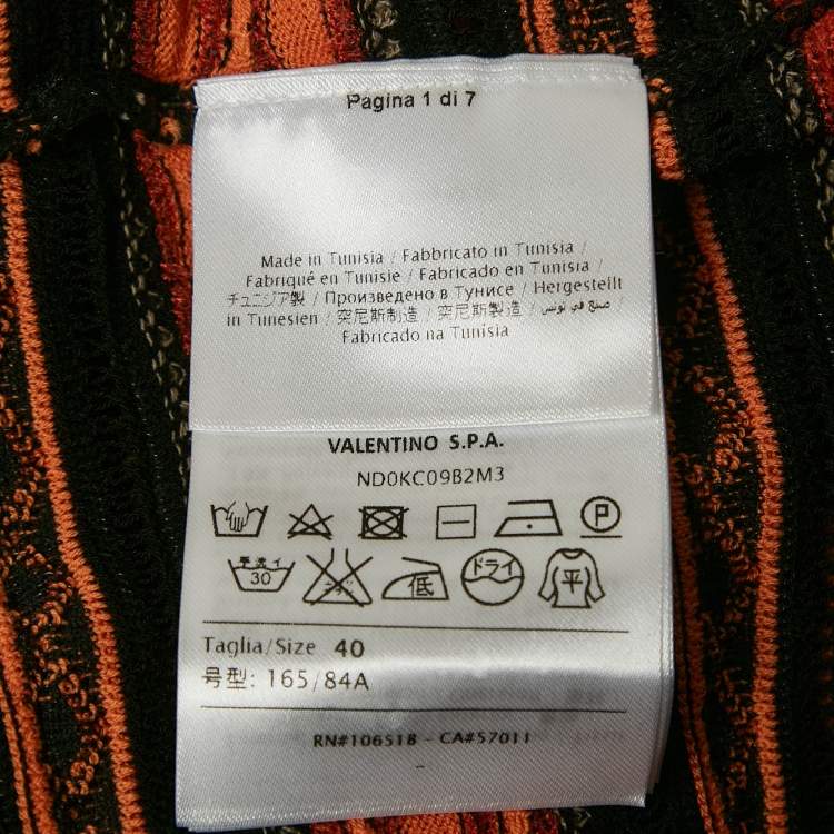 Pre Owned M Missoni Orange/Black Patterned Knit Top S