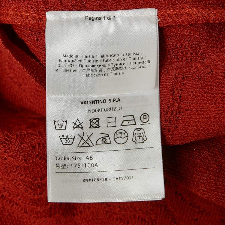 Pre Owned M Missoni Burnt Orange Floral Knit Long Sleeve Top L