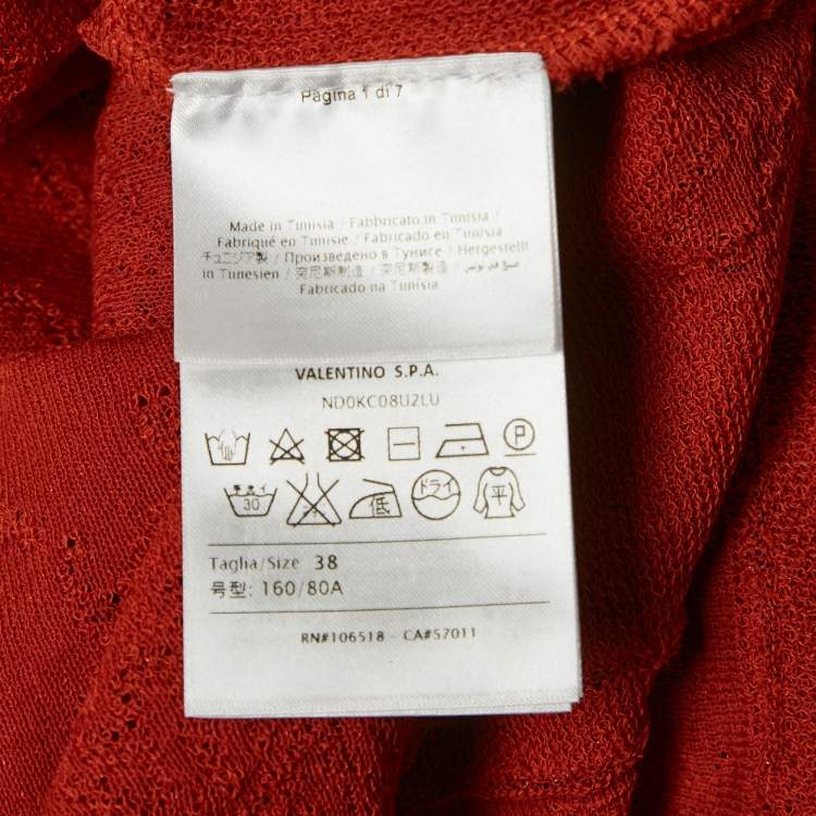 Pre Owned M Missoni Burnt Orange Floral Knit Long Sleeve Top S