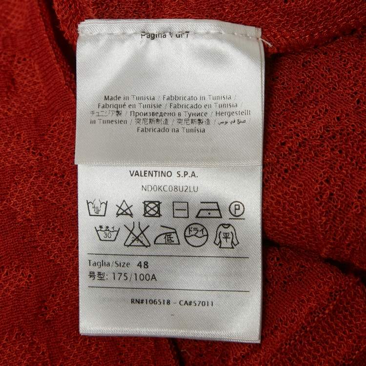 Pre Owned M Missoni Burnt Orange Floral Knit Long Sleeve Top L
