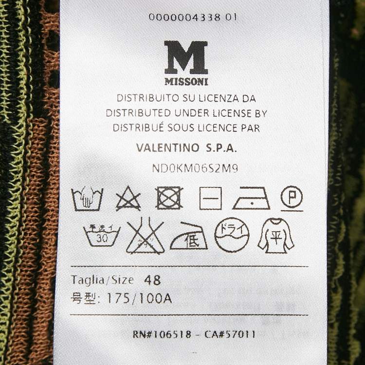 مملوكة مسبقًا M Missoni Black/Green Patterned Knit Tank Top L