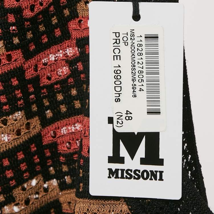 مملوكة مسبقًا M Missoni Black/Green Patterned Knit Tank Top L
