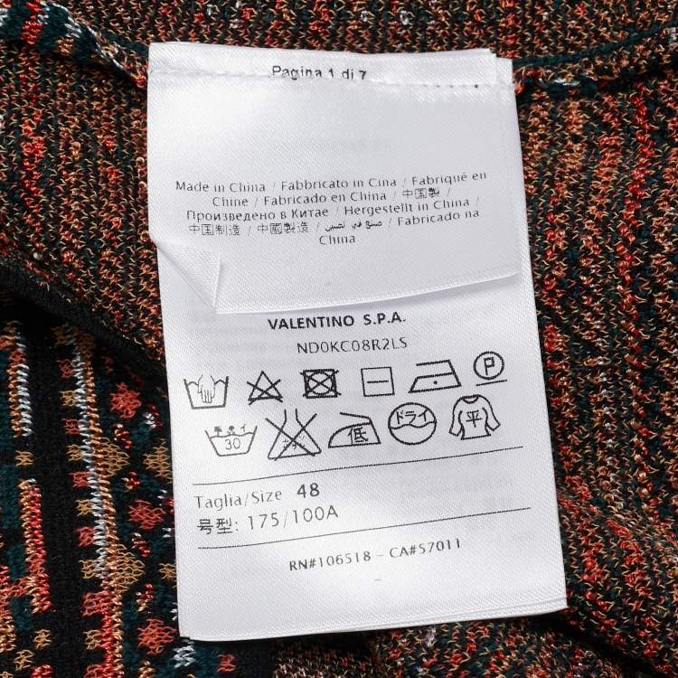 مملوكة مسبقًا M Missoni Black/Orange Patterned Knit Bell Sleeves Top L