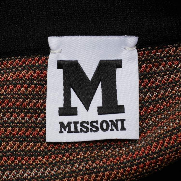 مملوكة مسبقًا M Missoni Black/Orange Patterned Knit Bell Sleeves Top L