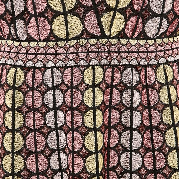Pre Owned M Missoni Multicolor Patterned Lurex Knit Midi Dress L