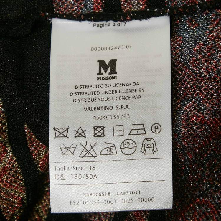 Pre Owned M Missoni Black/Pink Wave Patterned Lurex Knit Top S