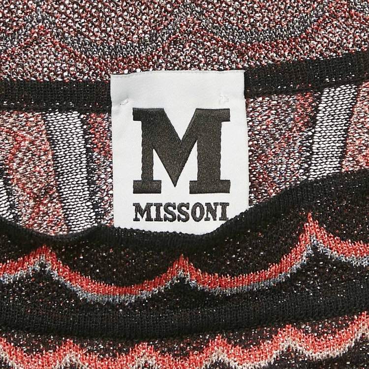 Pre Owned M Missoni Black/Pink Wave Patterned Lurex Knit Top S