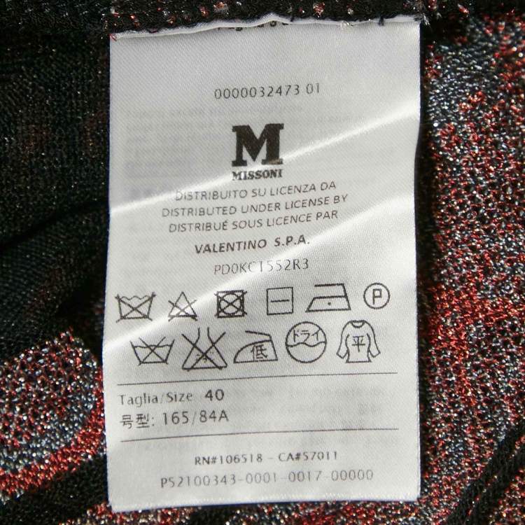 Pre Owned M Missoni Black/Pink Wave Patterned Lurex Knit Top S