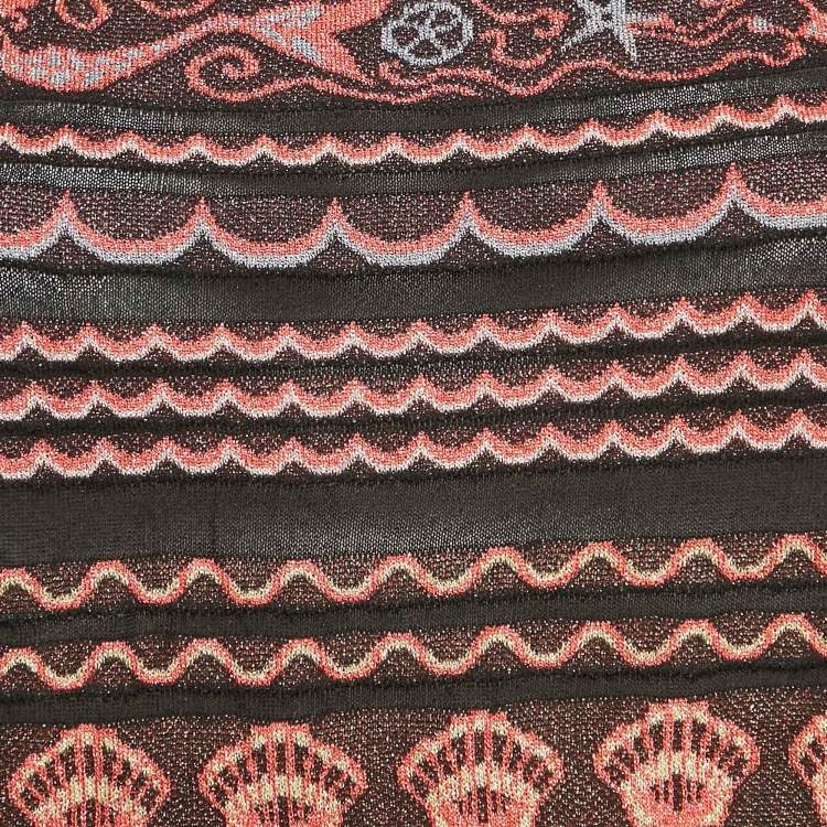 Pre Owned M Missoni Black/Pink Wave Patterned Lurex Knit Top S