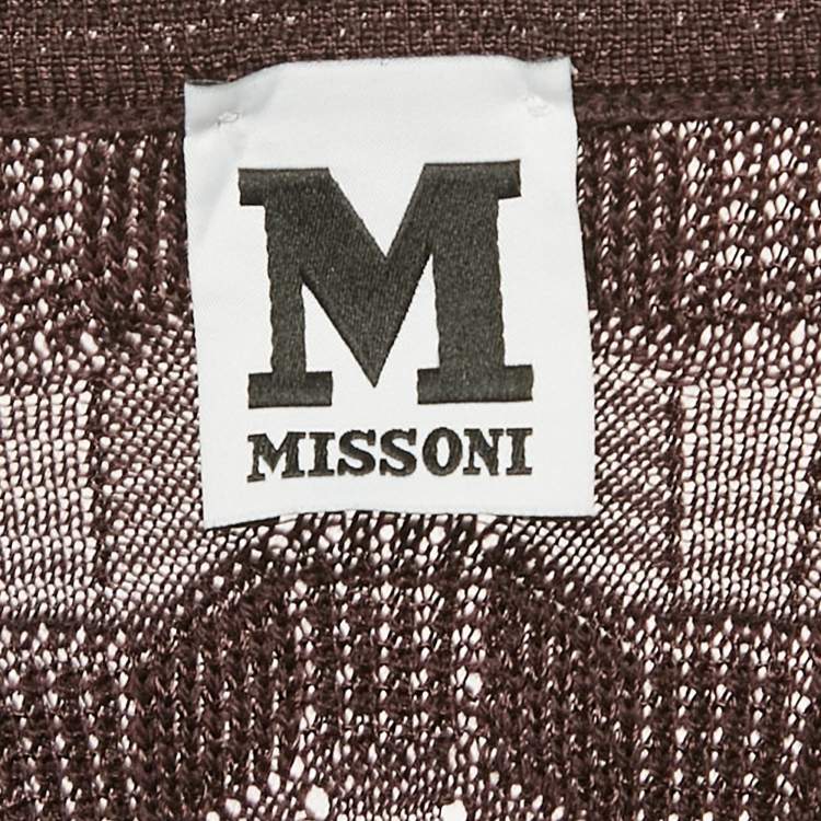 Pre Owned M Missoni Purple Patterned Knit Keyhole Neck Top S