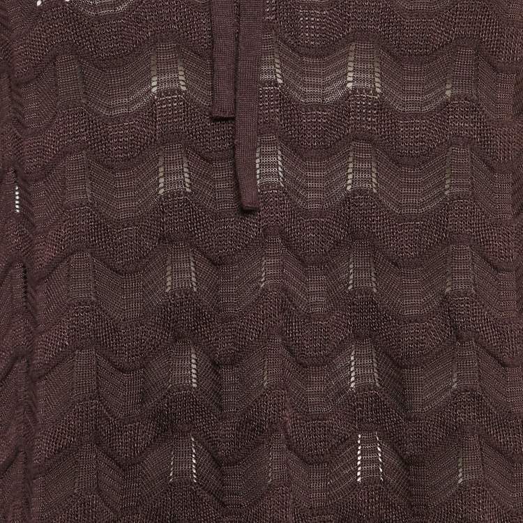 Pre Owned M Missoni Purple Patterned Knit Keyhole Neck Top S