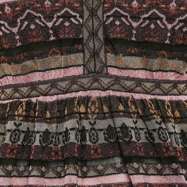 Pre Owned M Missoni Burgundy Lurex Knit Sleeveless Top M