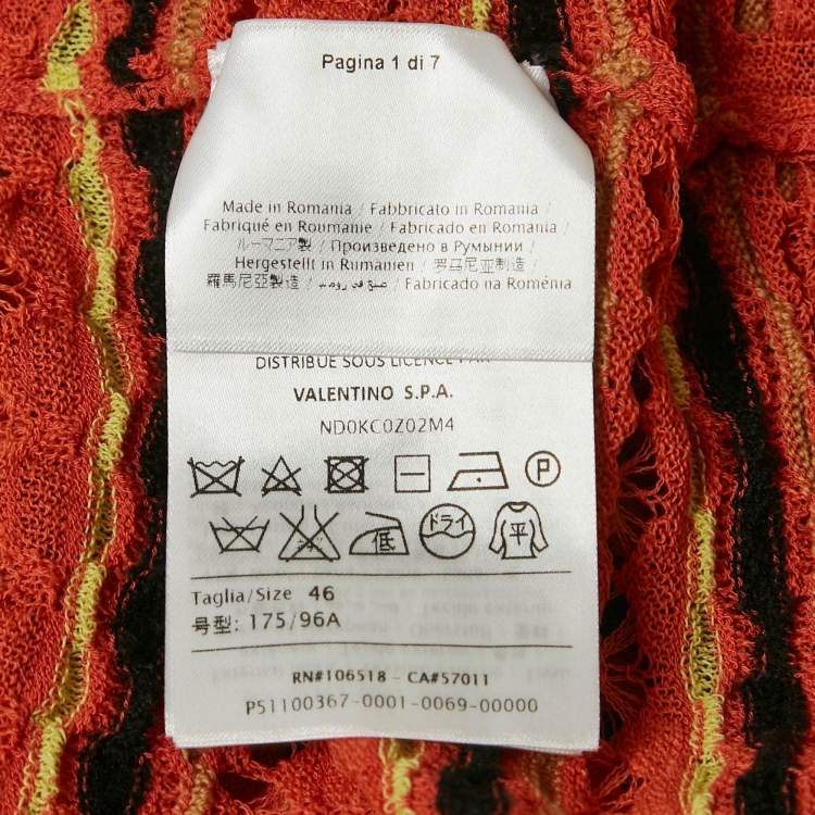 Pre Owned M Missoni Orange Floral Perforated Knit Top L