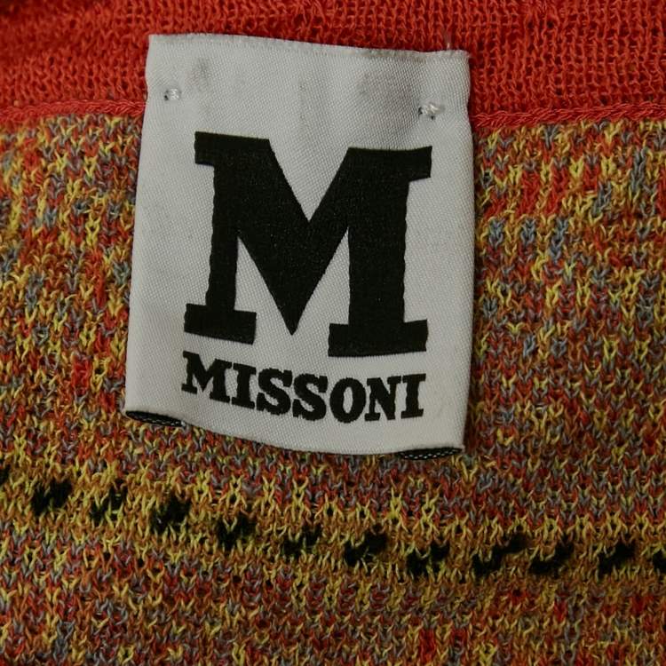 Pre Owned M Missoni Orange Floral Perforated Knit Top L