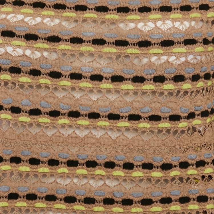 Pre Owned M Missoni Brown Floral Perforated Knit Top S