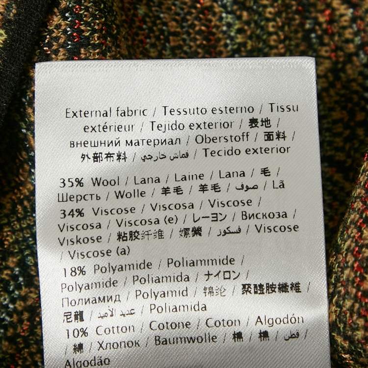 Pre Owned M Missoni Beige/Green Floral Patterned Knit Top S