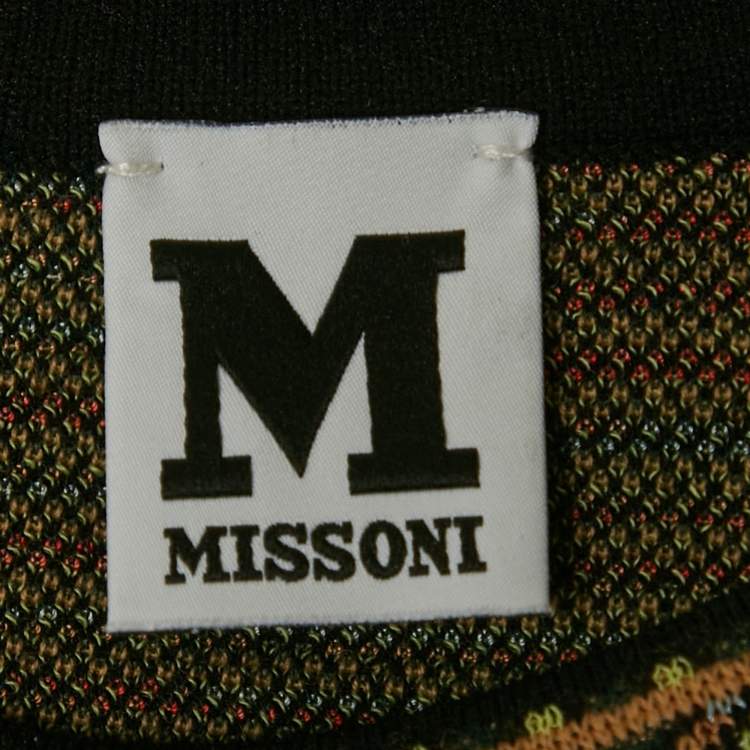 Pre Owned M Missoni Beige/Green Floral Patterned Knit Top S