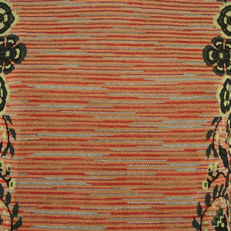 Pre Owned M Missoni Beige/Green Floral Patterned Knit Top S